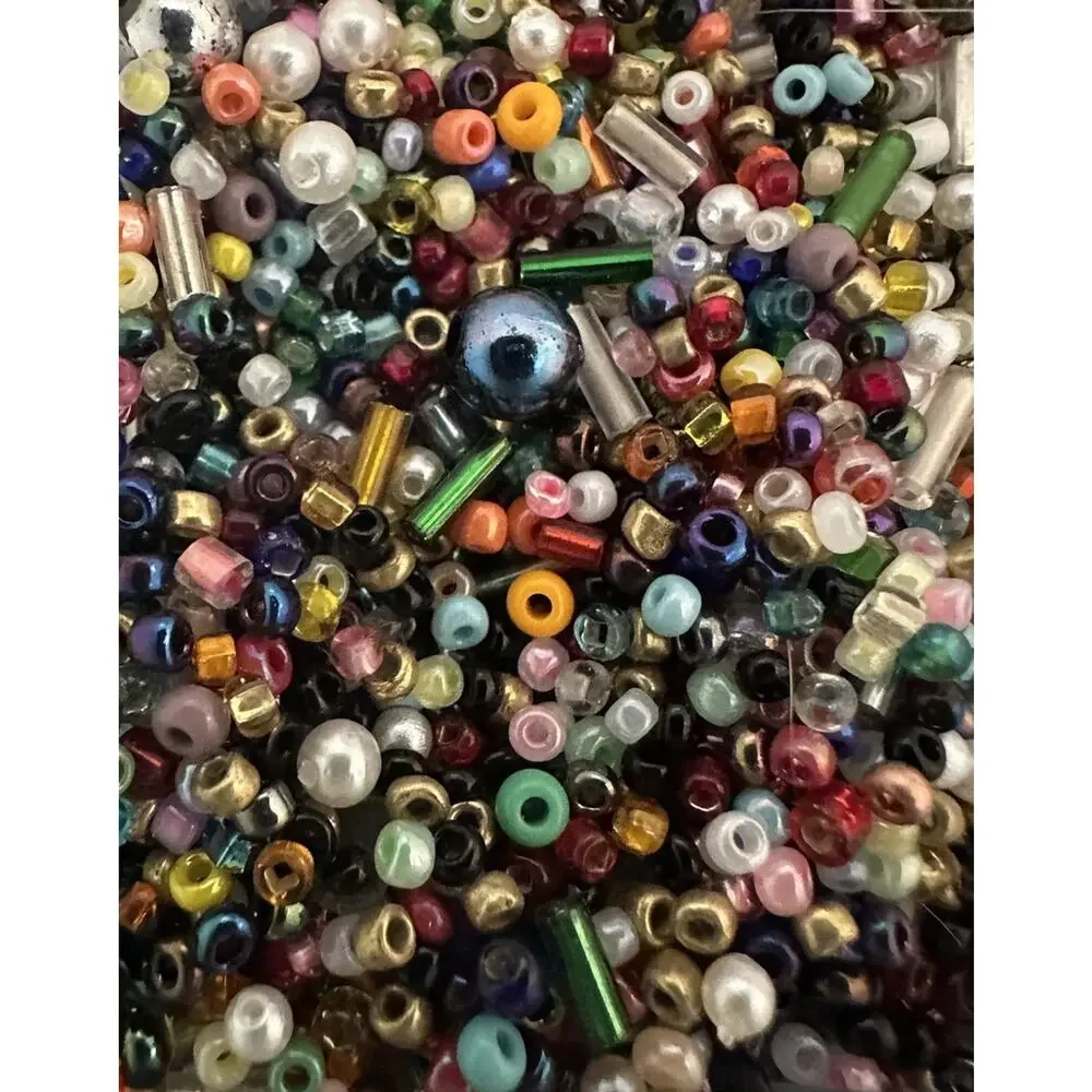 1LB Lot of Loose Mixed Multicolor Glass Seed Beads & Bugle Beads New